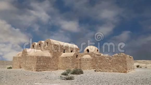 约旦安曼附近的QuseirQasrAmra沙漠城堡世界遗产与著名的壁画视频的预览图