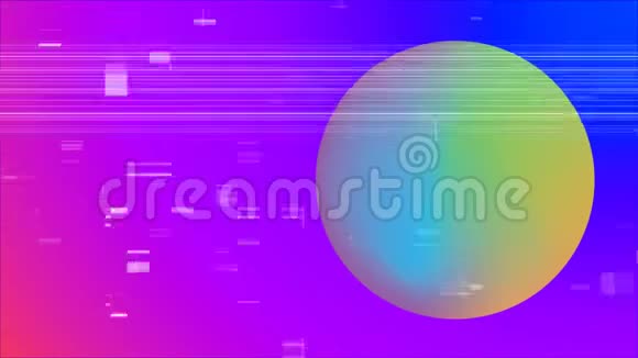 黄色和蓝色磁盘在紫色背景与电视噼啪动画视频的预览图