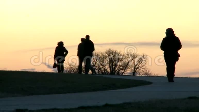 人们在日落时剪影视频的预览图