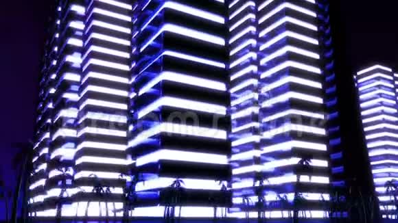夜都市的夜景可循环使用蓝色视频的预览图
