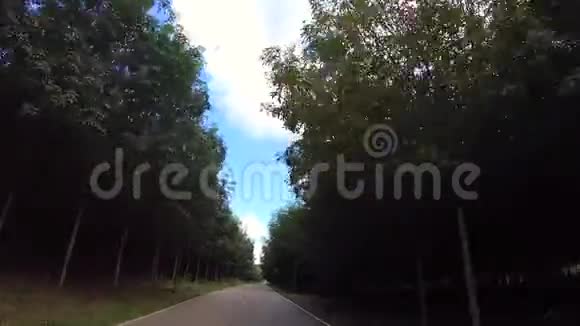 阳光明媚的一天一辆汽车在乡间小路上行驶视频的预览图