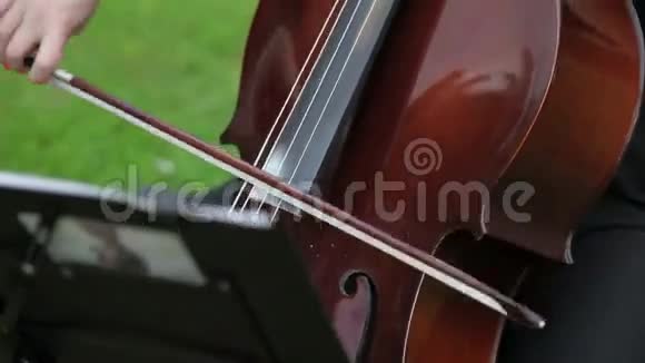 在大提琴振动的琴弦上合上视频的预览图