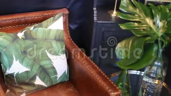 复习室装饰的抽屉扶手椅和豌豆与植物视频的预览图