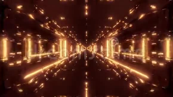 干净的未来感空间悬挂隧道走廊与热反射3d渲染运动背景现场壁纸视频的预览图
