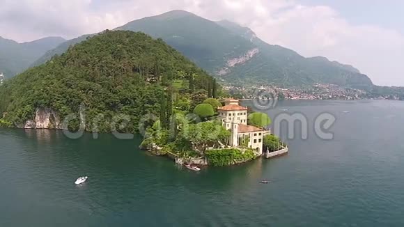 Vezio城堡Balbianello和科莫湖的鸟瞰图视频的预览图