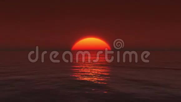 大太阳升起过海洋日出时间流逝视频的预览图