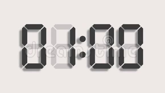 数字时钟计数从零到60全高清液晶显示器灰色数字在清晰的背景和阴影视频的预览图