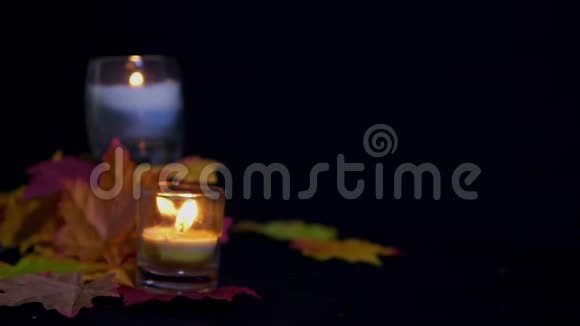 万圣节道具蜡烛和枫树动画视频的预览图