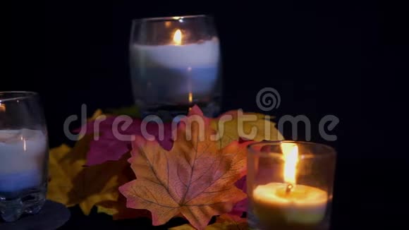 万圣节道具蜡烛和枫树动画视频的预览图