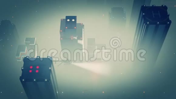 雾蒙蒙的城市三维动画视频的预览图