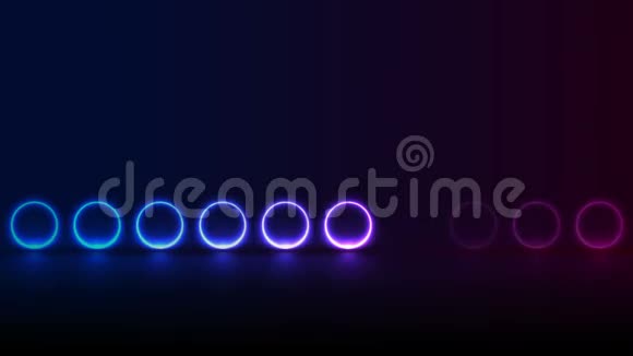 概念抽象科幻视频动画与蓝紫色发光霓虹灯圈视频的预览图