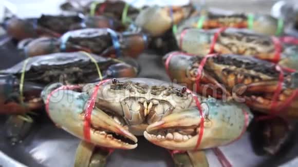 农民海鲜市场的鲜蟹视频的预览图