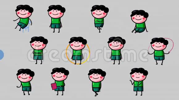 卡通儿童的角色是马克他是个快乐的男孩视频的预览图