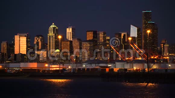 西雅图港华盛顿普吉特湾市中心城市天际线视频的预览图