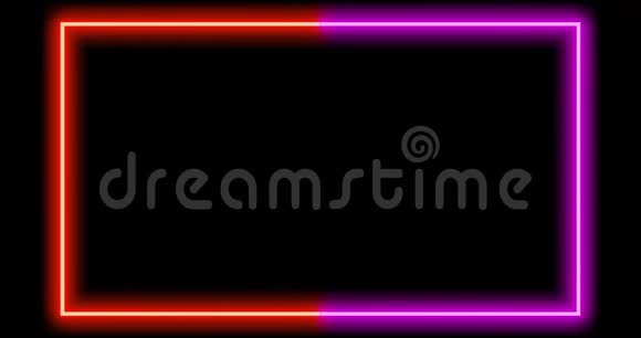 红色紫红色边框使用抽象的发光使框架4k视频的预览图