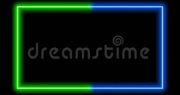 蓝绿色边框用抽象的发光做框架4k视频的预览图