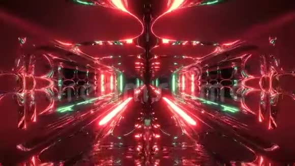 未来派科幻幻想外星飞机库隧道走廊与热金属三维渲染运动背景现场壁纸vj视频的预览图