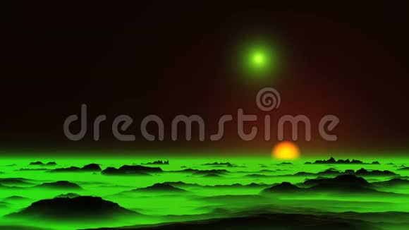 发光的UFO和绿雾视频的预览图