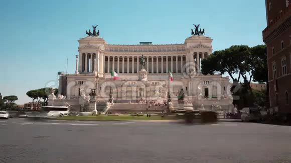 意大利罗马威尼斯广场和AltaredellaPatria的时间推移视频的预览图