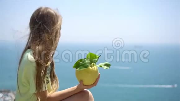 地中海和天空背景下的大黄柠檬视频的预览图