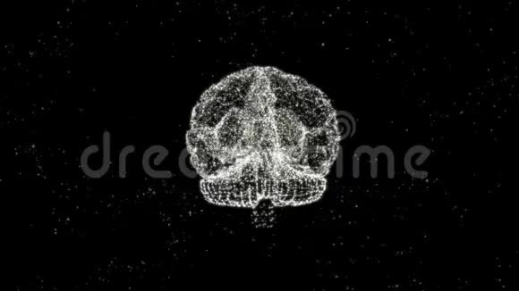 摘要由空间尘埃组成的人脑4k视频背景在黑色背景上旋转视频的预览图