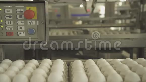 输送线运输鸡蛋在纸包装特写视频的预览图