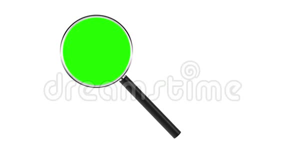 在白色背景上隔离的放大玻璃铬键绿色插入视频的预览图