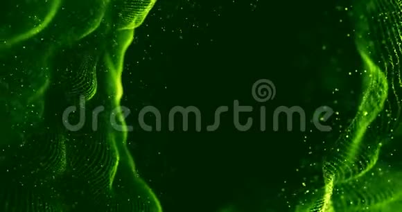 摘要三维绘制技术丛绿色动态数字曲面运动在绿色梯度与光背景视频的预览图