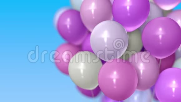 一束粉色和白色的氦气球3D动动画视频的预览图