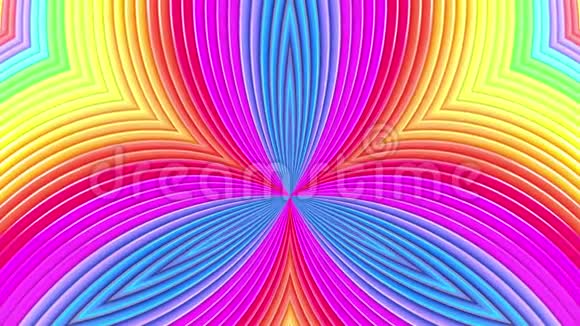 彩虹颜色抽象条纹背景在4k平滑无缝动画与渐变颜色对称结构视频的预览图