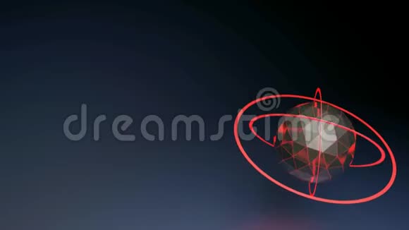 蓝色背景与带红色戒指的刻面球体在角落3D渲染视频剪辑视频的预览图