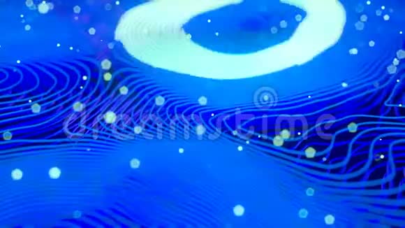 蓝色变形波浪线与运动发光元素实地深度3D渲染循环动画4KUHD视频的预览图