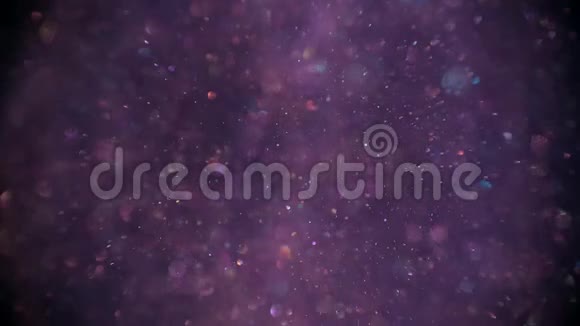 大自然的尘埃在紫罗兰色的背景下慢慢地升起模糊的泡泡闪闪发光地落在地上视频的预览图