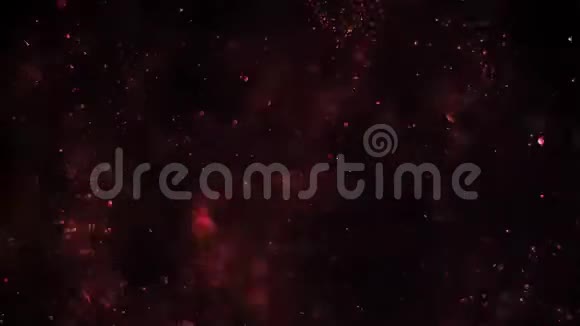 带有闪烁红色气泡混沌运动的抽象背景球旋转抽象分子布朗运动视频的预览图