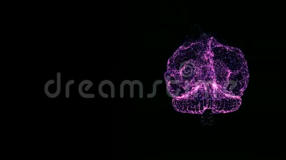 大脑动画与大数据流分析的形状抽象粒子在黑色背景视频的预览图