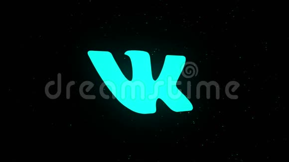 数字动画的vkontakte应用图标衰变成彩色移动丛网络在黑色背景动画视频的预览图