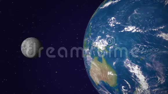地球与月亮动画澳大利亚夜间视频的预览图