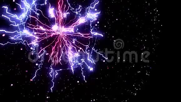 摘要背景从许多闪电从一个中心点三维放电无缝回路动画能源视频的预览图