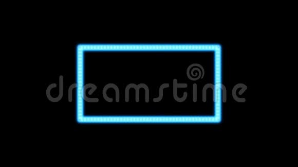 蓝色白炽灯泡盒框架矩形形状眨眼黑色背景阿尔法透明动画视频的预览图