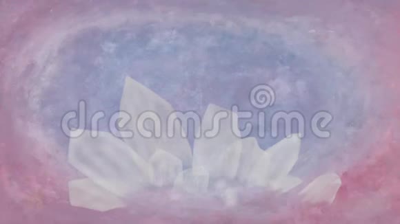 水彩画艺术岩石水晶矿物浮花动画MP4视频的预览图
