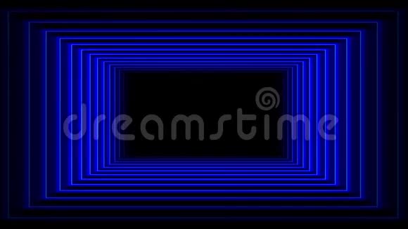 未来派蓝色隧道飞行动画与霓虹灯4K视频的预览图