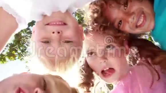 快乐的孩子们在镜头前做鬼脸视频的预览图