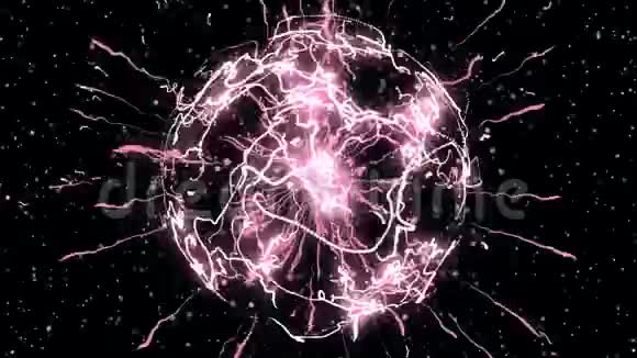3D摘要彩色爆炸的恒星孤立在黑色背景上动画美丽的粉红色天体运动视频的预览图