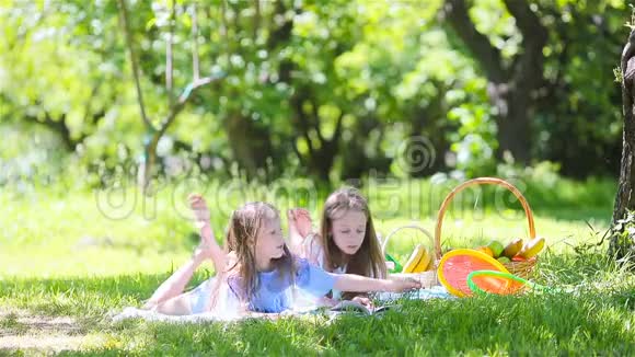 两个小孩在公园野餐视频的预览图