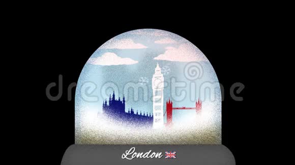 伦敦雪球卡通动画无缝循环视频的预览图