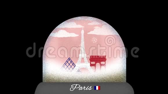 巴黎雪球卡通动画无缝循环视频的预览图