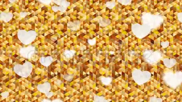 情人节心形多角形像素黄金视频动画视频的预览图