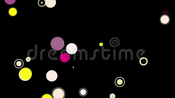 在黑色背景上出现和消失的五彩圆圈的美丽抽象动画动画视频的预览图