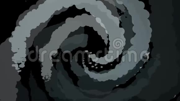 单色抽象动画卡通灰色和白色螺旋旋转在黑色背景动画黑色和黑色视频的预览图