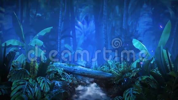 夜色丛林霓虹闪烁视频的预览图